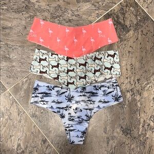 Set of Three Printed NWT Pink Victoria’s Secret Women's Underwear XS